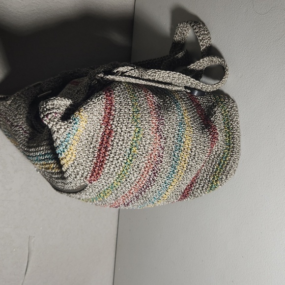 The Sak womens shoulder bag crochet neutral gray stripes - Picture 8 of 17